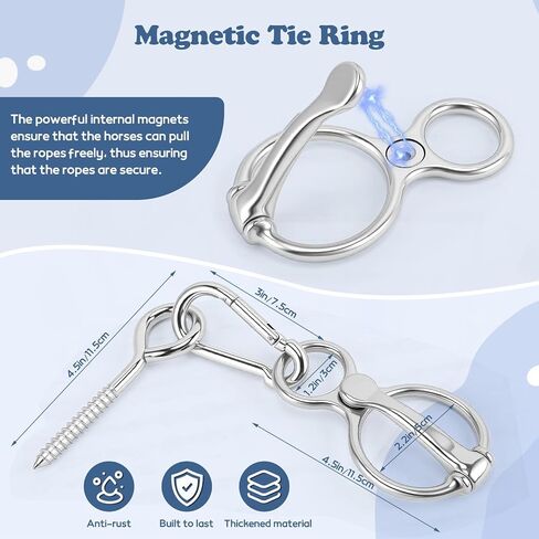 Horse Tie Ring, 4 PCS for Horses, Stainless Steel Horse Cross Ties with Magnetic Lock Quick Snap & Eye Bolt, Prevents Pull Back Tie Ring for Horses Indoor and Outdoor in Kuwait