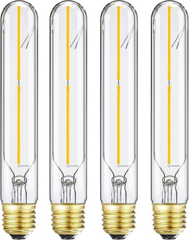 مصابيح LED أنبوبية E26 بقدرة 4 وات، 3000 كلفن أبيض ناعم، لمبة إضاءة بنمط إديسون قابلة للتعتيم، لمبة T10 عتيقة 40 وات مكافئة، قاعدة متوسطة E26 400LM، غطاء زجاجي شفاف، 7.3 بوصة (185 مم)، 4 عبوات in Kuwait