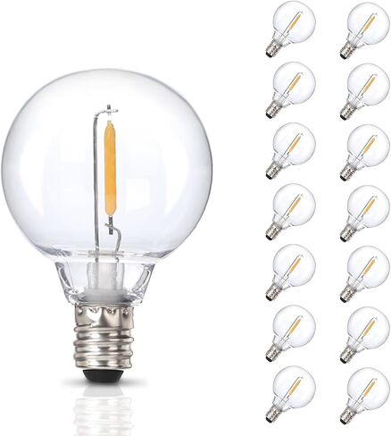 25 حزمة G40 LED لمبات الإضاءة البديلة المقاومة للكسر | 120 فولت 0.6 وات E12 قاعدة لولبية للأضواء الخارجية سلسلة عكس الضوء اديسون مصابيح كهربائية لديكور الفناء 2700K أبيض دافئ in Kuwait