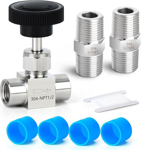 TAISHER 1PCS 304 Stainless Steel Straight Needle Valve 1/2" Female NPT For Flow Control Water Gas Oil With Nipple in Kuwait