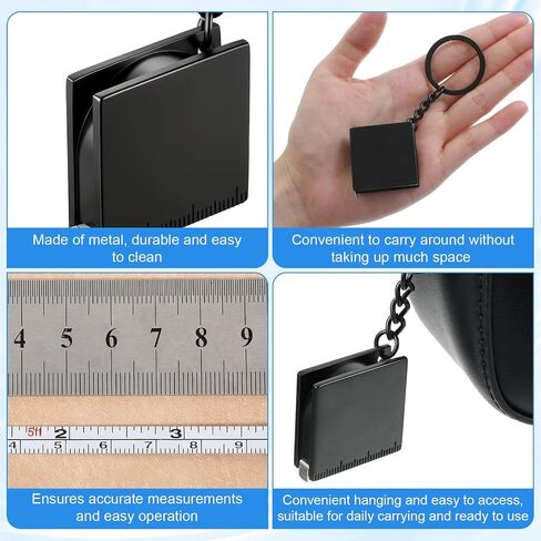 2 PCS Mini Tape Measure Metal Keychain up to 47.24 Inches/ 3.94 ft, Metric Scales, Small Square Retractable Measure Keychain, Construction Party Favors for Party Favors Gift Bag Fillers Prize (Black) in Kuwait