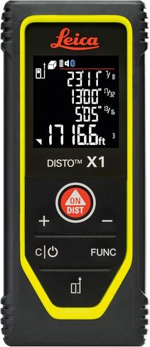 Leica Disto X1 - Range 330 ft, Bluetooth 4.2 and NFC Data Transfer, add and Subtract, Volume, 4-line Display, IP 65 dust and waterjet Protection and 6 ft Drop Tested, Hand Loop, Pouch. | 100 M Range, ±1.5 Mm Accuracy, Drop-Tested 2 M, Pouch, Hand Loop, 2× in Kuwait