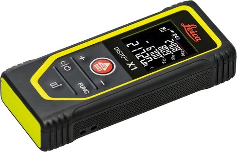 Leica Disto X1 - Range 330 ft, Bluetooth 4.2 and NFC Data Transfer, add and Subtract, Volume, 4-line Display, IP 65 dust and waterjet Protection and 6 ft Drop Tested, Hand Loop, Pouch. | 100 M Range, ±1.5 Mm Accuracy, Drop-Tested 2 M, Pouch, Hand Loop, 2× in Kuwait
