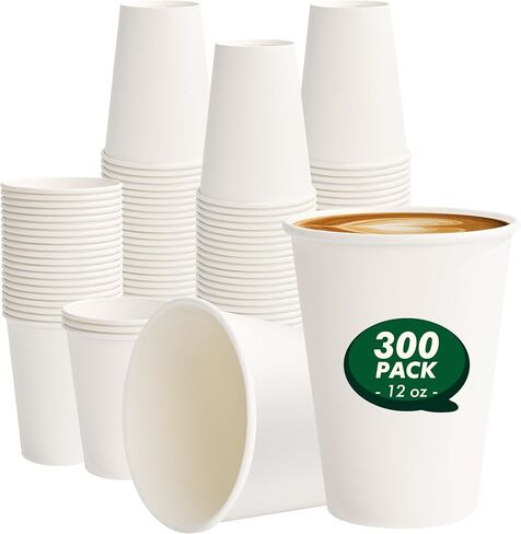 Paper Coffee Cups 12 oz 100 Pack Disposable Hot Coffee Cup 12oz White To Go Cups for Hot Drinks, Coffee, Travel, Parties, Events in Kuwait