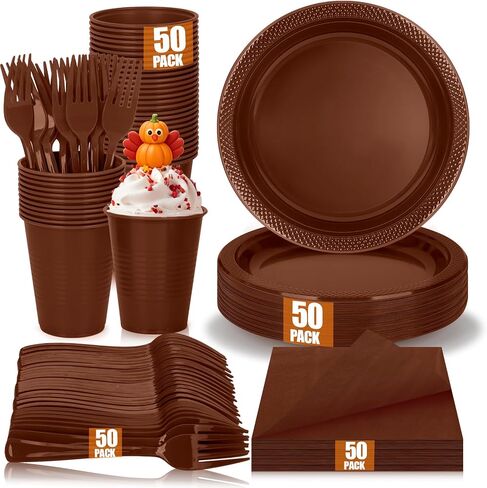 200pcs Black Plastic Party Plates Set, Disposable Black Plates and Napkins for Party, 50 Of Each 9" Dinner Plate, Napkins, Cups & Cutlery Plastic Dinnerware for Retirement, Graduation, Birthday, BBQ in Kuwait