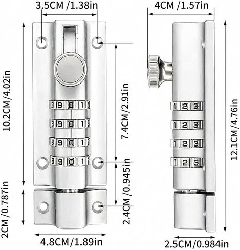 Combination Gate Locks Keyless Door Lock Sliding Assembly Bolt Lock - Mechanical Code Lock for Gate Shed Cabinet Security Use in Kuwait