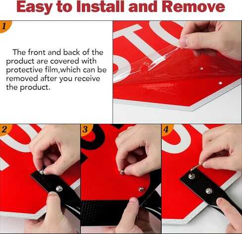 T&R (1 Pack) Large Stop Slow Sign with Handle, 18 x 18 Inches Double Sided Stop/Slow Traffic Sign, Rust Free Aluminum Reflective, Weather Resistant, Waterproof, Fade Resistant, Easy to Mount. in Kuwait