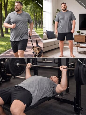 Men’s Big and Tall Shirts Cooling Quick Dry Wicking Workout Athletic Lightweight Short Sleeve Loose Fit T-Shirt Grey in Kuwait