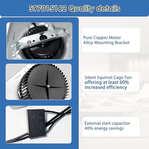ترقية المحرك S97015162، بديل لمراوح عادم الحمام Broan 678-G، 2678F-A، 683-C، متوافق مع مبيت 684-D، 683L-A، 110 CFM 4 Sones 1480RPM، 8 بوصة × 8-1/4 بوصة in Kuwait