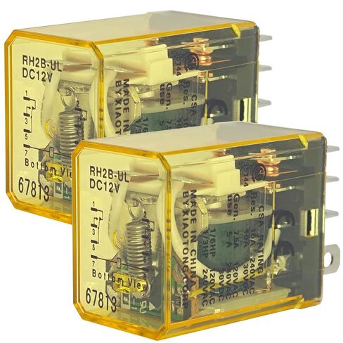 RH2B-ULDC12V Power Relay (Pack of 2) - DPDT 12V DC Coil 10A Plug-in Relay with LED Indicator - Industrial General Purpose Replacement in Kuwait