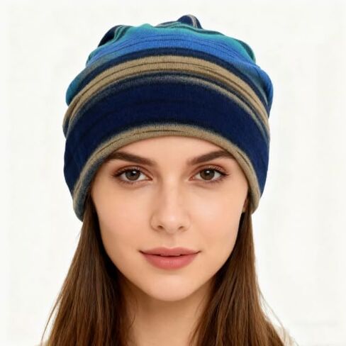 Unisex Striped Print Multi-Functional Scarf-Hat，Versatile Windproof Hat for Casual and Outdoor Use in Kuwait
