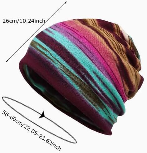 Unisex Striped Print Multi-Functional Scarf-Hat，Versatile Windproof Hat for Casual and Outdoor Use in Kuwait