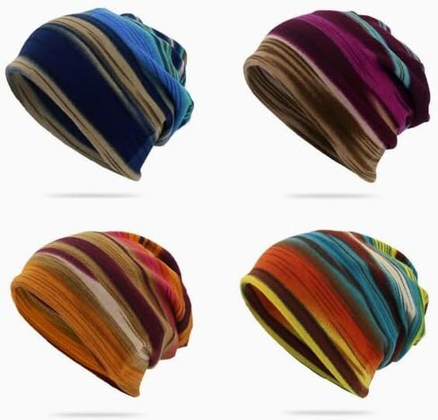 Unisex Striped Print Multi-Functional Scarf-Hat，Versatile Windproof Hat for Casual and Outdoor Use in Kuwait