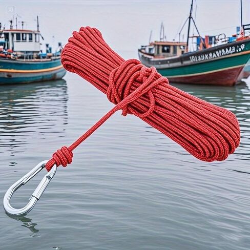 1PC 10m Red Fishing Rope Polyester 4mm Thickness Durable Marine Cord for Boating, Camping, Dock Lines and Outdoor Utility, Red in Kuwait