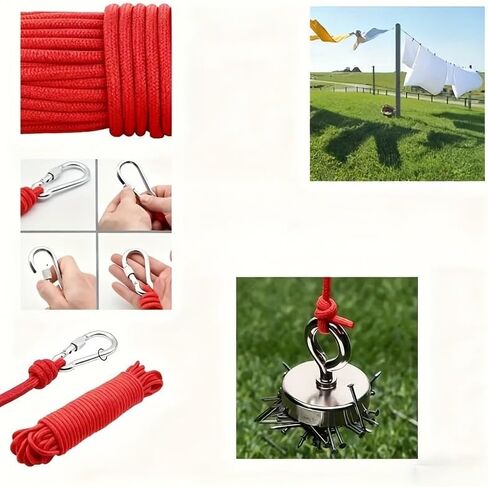 1PC 10m Red Fishing Rope Polyester 4mm Thickness Durable Marine Cord for Boating, Camping, Dock Lines and Outdoor Utility, Red in Kuwait