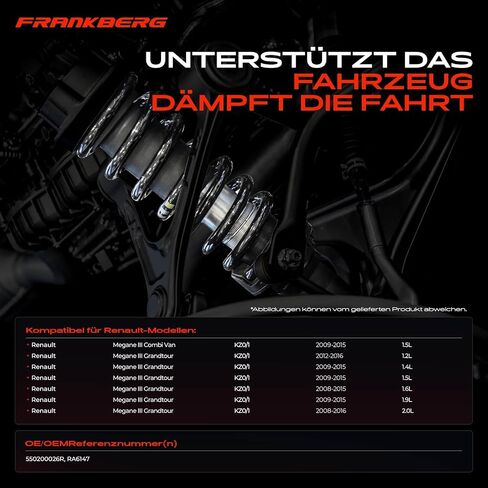 Frankberg 2x Coil Spring Rear axle Compatible with M.E.G.A.N.E III Grandtour KZ0/1 Estate car 1.4L-1.9L 2008-Today Replace# 550200026R in Kuwait