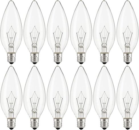 12-Pack Chandelier Light Bulbs 60 Watt, E12 Candelabra Bulb for Ceiling Fan, 2700K Warm White 650 Lumen B10 Small Base Candle Bulb, Dimmable in Kuwait