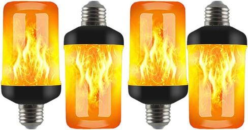 مصابيح إضاءة لهب النار LED 4 أوضاع لمبات إضاءة وامضة مع مستشعر الجاذبية قاعدة E26 لحفلة الهالوين وعيد الميلاد وديكورات المنزل الخارجية والداخلية (عبوة من قطعتين باللون الأصفر) in Kuwait