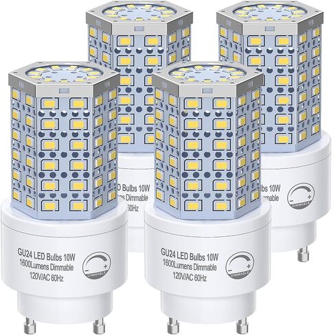 BMXKPO GU24 LED Light Bulb10W 4 Pack,5000K Daylight | Dimmable,1600 Lumens,100W Equivalent,Replace CFL Twist-in 2 Prong Light Bulb in Kuwait