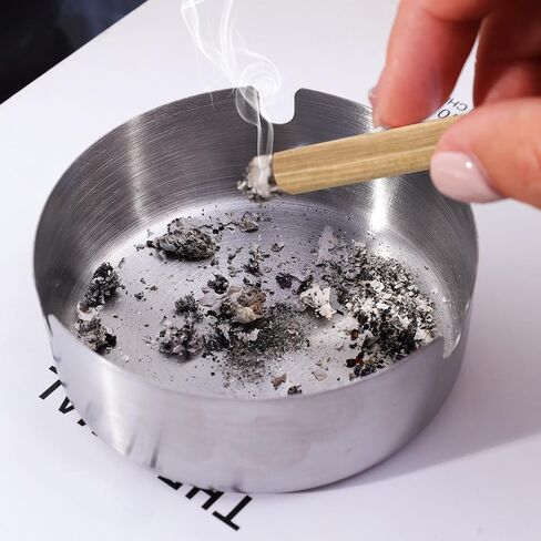 3 Pieces Stainless Steel Windproof Ashtray Simple Round Home Metal Ashtrays 8 * 3cm in Kuwait