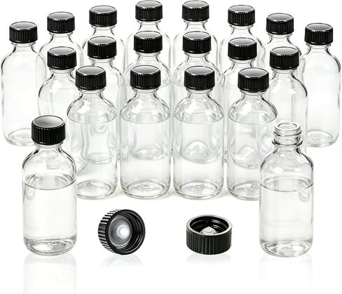 36 Pack 2oz Amber Glass Bottles with Lids, 60ml Boston Bottles with Caps for Personal Care & Beauty Travel, Industrial Lab, Sample, Essential Oils, Potion, Whiskey, Spice in Kuwait