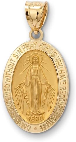 ميدالية مريم العذراء من الذهب الأصفر عيار 14 قيراط من Cross+Crown للنساء والرجال، قلادة مريم العذراء من الذهب الأصفر عيار 14 قيراط متينة مزدوجة الارتباط للقلادة، ميدالية مريم العذراء الذهبية للنساء والرجال مع صندوق مجوهرات ممتاز، مجوهرات دينية مصنوعة يدوي in Kuwait