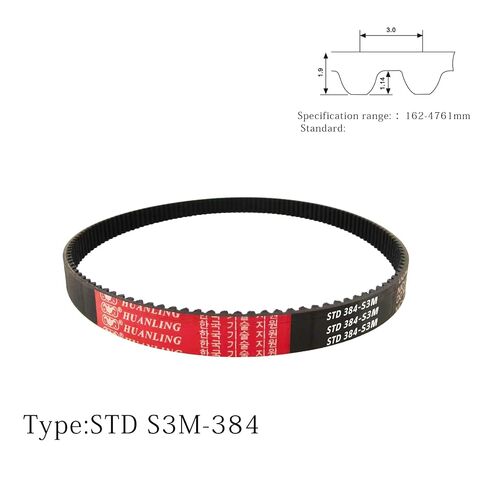 S3M-384-15mm STD Timing Belt, 128 Teeth，384mm Length x 15mm Width, 3mm Pitch, Closed-Loop Synchronous Rubber Timing Belts in Kuwait