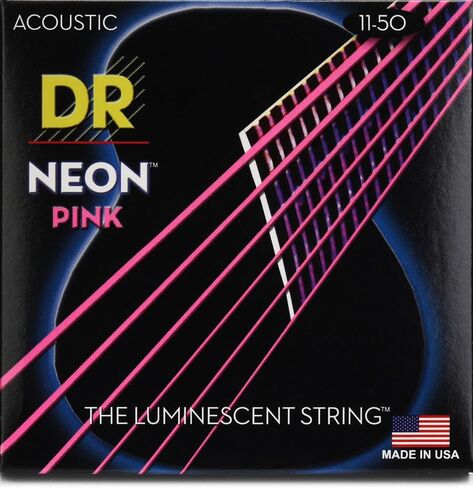 أوتار جيتار صوتي ملونة HI-DEF NEON™ (وردي، فاتح جدًا (10-48)) in Kuwait