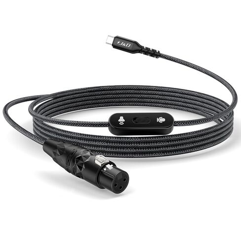 J&D USB C to XLR Microphone Cable, 2 in 1 Audio Cord with Switch Button, Supports Audio Recording and Playback, Compatible with iPhone 15 Series, XLR Female Connector, 6.6 feet in Kuwait