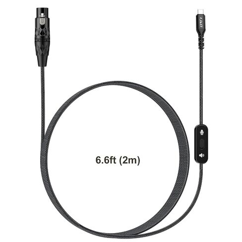 J&D USB C to XLR Microphone Cable, 2 in 1 Audio Cord with Switch Button, Supports Audio Recording and Playback, Compatible with iPhone 15 Series, XLR Female Connector, 6.6 feet in Kuwait