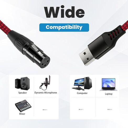 10Ft XLR to USB Microphone Cable 3-Pin XLR Female to USB A Braided Audio Cable for Mic, Recording Devic Connection(3M) in Kuwait