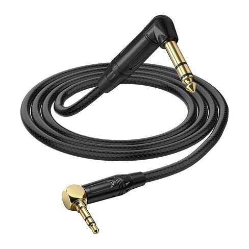 XMSJSIY 6.35mm to 3.5mm Stereo Audio Cable Right Angle 6.35mm 1/4" TRS Male to Right Angle 3.5mm 1/8" TRS Male Nylon Braided Stereo Jack Speaker Cable for Laptop Speaker Guitar - 1.8M/5.9FT in Kuwait