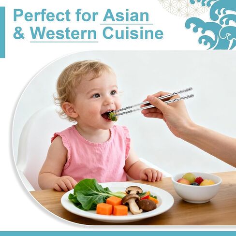 Reusable Metal Chopsticks – Premium 304 Stainless Steel, Non-Slip & Dishwasher Safe – Lightweight, Durable, Japanese & Korean Style – 5 Pairs, 9.25 Inches, Elegant Gift Set in Kuwait