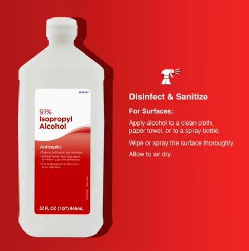 Isopropyl Alcohol 91%, Antiseptic Topical, 32 Fl Oz Solution in Kuwait