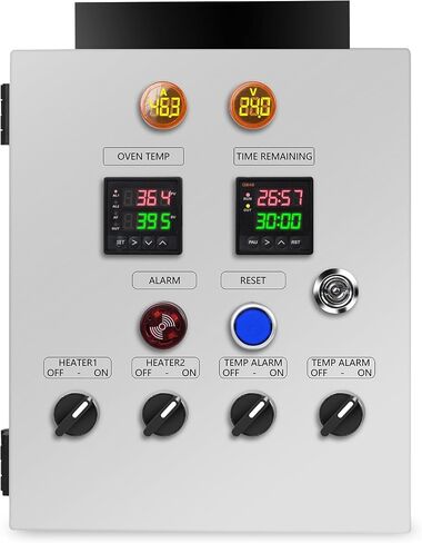Control Panel for Powder Coating Oven (240V 50A), Precisely Control Temperature and Time with Dual-line PID Controller, Run Heating Element up 12000 Watt, Temperature Probe Withstand up to 900°F in Kuwait