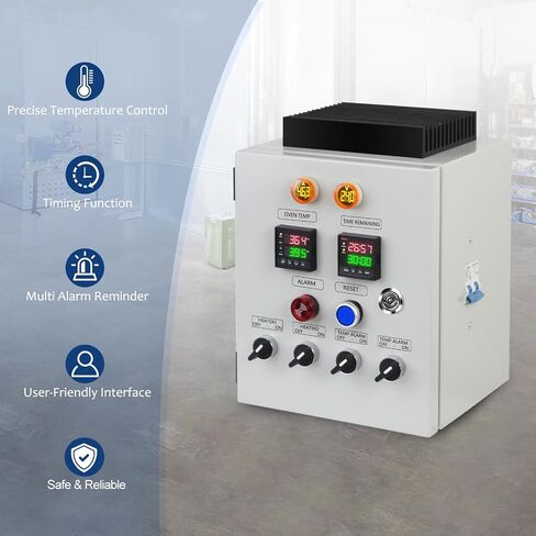 Control Panel for Powder Coating Oven (240V 50A), Precisely Control Temperature and Time with Dual-line PID Controller, Run Heating Element up 12000 Watt, Temperature Probe Withstand up to 900°F in Kuwait