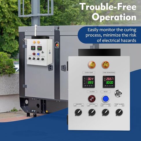 Control Panel for Powder Coating Oven (240V 50A), Precisely Control Temperature and Time with Dual-line PID Controller, Run Heating Element up 12000 Watt, Temperature Probe Withstand up to 900°F in Kuwait