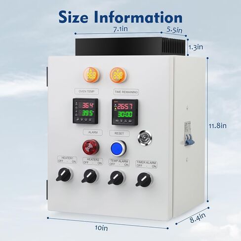 Control Panel for Powder Coating Oven (240V 50A), Precisely Control Temperature and Time with Dual-line PID Controller, Run Heating Element up 12000 Watt, Temperature Probe Withstand up to 900°F in Kuwait