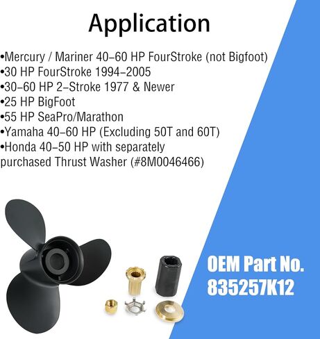 835257K12 Flo-Torq II Hub Kit, Replacement for Mercury/Mariner 40-60 HP Mercury Interchangeable Prop Hub Kits in Kuwait