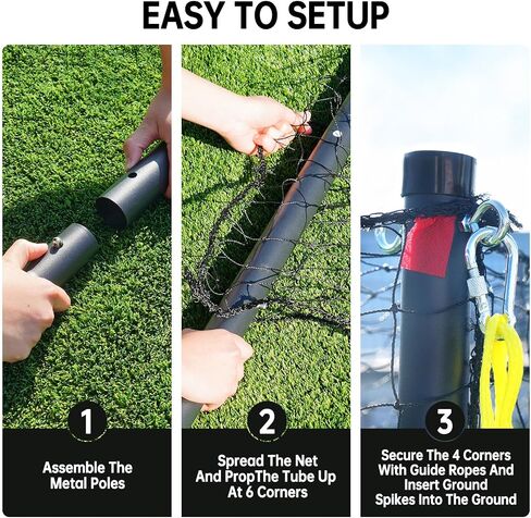 PLAYAPUT 30FT x 12FT x 8FT قفص الضرب للبيسبول والكرة اللينة مع فتحة آلة رمي، باب قابل للفصل، هدف، وحبال توجيه، أقفاص الضرب المحمولة للفناء الخلفي، الحديقة، الحقل in Kuwait