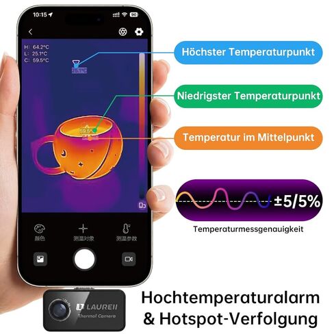 كاميرا حرارية لنظام Android من النوع C، كاميرا تصوير حراري بدقة 128 × 96 بالأشعة تحت الحمراء، تصوير حراري محمول، كاميرا حرارية للهاتف بالتوصيل للتفتيش المنزلي، HVAC، اكتشاف الحيوانات الأليفة للسيارات in Kuwait