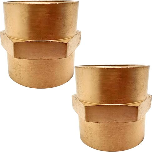 2 PCS Brass Pipe Fitting 1" x 1" Standard NPT Female Thread Coupling Coupler Hex by CX WONDERLAND in Kuwait