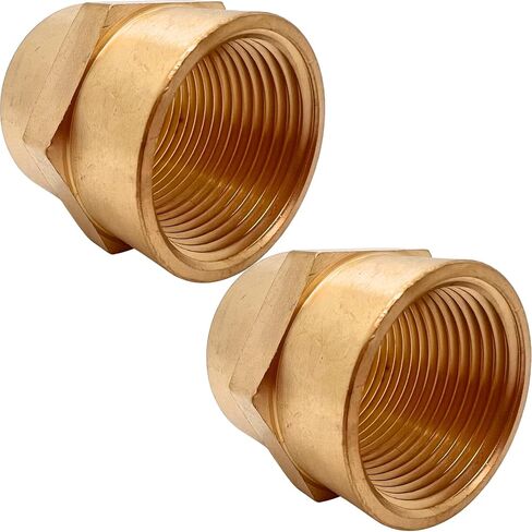 2 PCS Brass Pipe Fitting 1" x 1" Standard NPT Female Thread Coupling Coupler Hex by CX WONDERLAND in Kuwait