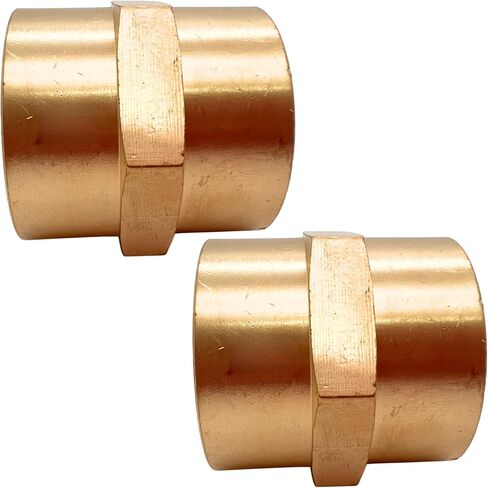 2 PCS Brass Pipe Fitting 1" x 1" Standard NPT Female Thread Coupling Coupler Hex by CX WONDERLAND in Kuwait