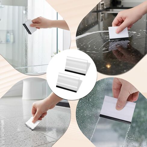 Small Rubber Squeegee 2 Pcs All-Purpose Mini Soft Rubber Window Squeegee Small Squeegees Window Scrubber Scraper for Kitchens Bathroom Shower Mirrors Car Windshield （Black, White） in Kuwait