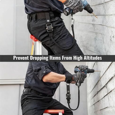 Tactical Tool Lanyard with Quick-Release Buckle, Retractable Tether for Safety Fall Protection with Screw Lock, Multi-Function Tool Lanyards for Hand Tools、Pistol、Belt or MOLLE in Kuwait