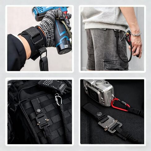 Tactical Tool Lanyard with Quick-Release Buckle, Retractable Tether for Safety Fall Protection with Screw Lock, Multi-Function Tool Lanyards for Hand Tools、Pistol、Belt or MOLLE in Kuwait