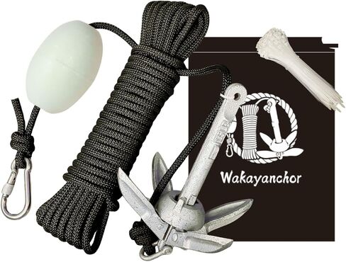 Kayak Anchor Kit 1.5lb Folding Anchor for Paddle Board,Fishing,Small Boat,Kayak,Canoe,Jet Ski, with 40ft Floating Rope Carrying Bag in Kuwait
