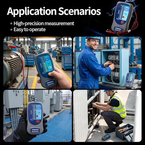 M500 Electronic Megohmmeter, 1000 Megohms Insulation Resistance Tester with 3-Color LED Scale, Portable Megger for Motor Transformer and AC Equipment Maintenance, Comes with Soft Carrying Case in Kuwait