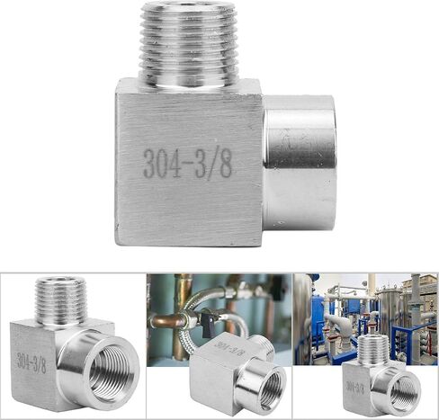 BSPP Female to Male Thread Elbow Connector Pipe Fitting Adapter 304 Stainless Steel - Quick Coupling for Air and Pneumatic Equipment, Rust - and Durable (3/8") in Kuwait